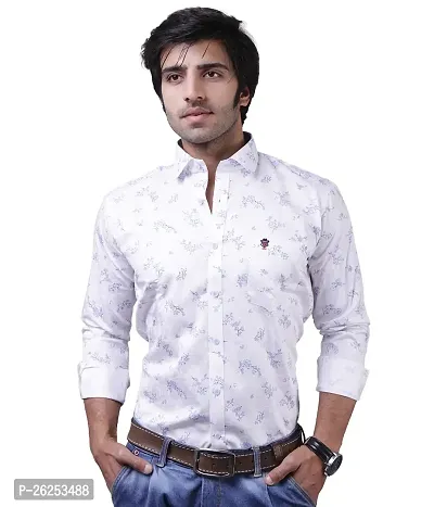 Reliable White Cotton Blend Long Sleeves Casual Shirts For Men