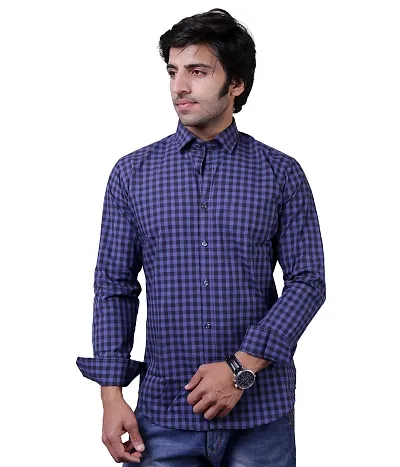 Trendy Blend Checked Regular Fit Casual Shirt For Men