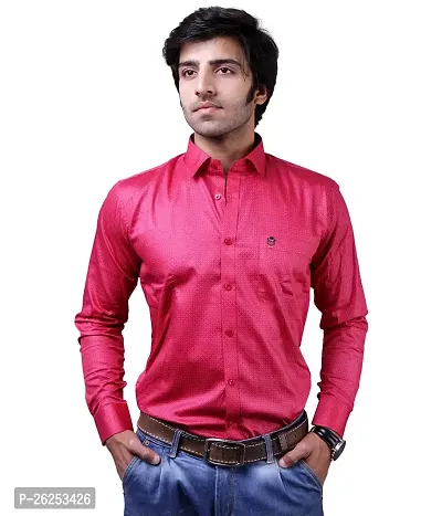 Reliable Pink Cotton Blend Long Sleeves Casual Shirts For Men-thumb0