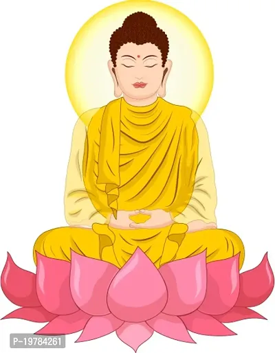 Classic Polymer Mahatma Buddha On The Lotus Flower  Wall Sticker