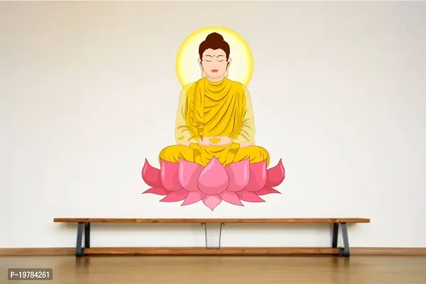 Classic Polymer Mahatma Buddha On The Lotus Flower  Wall Sticker-thumb3