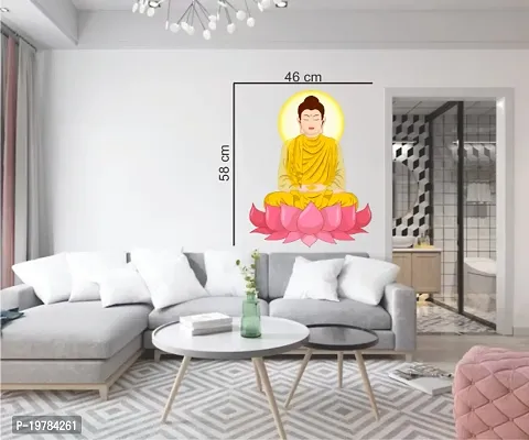 Classic Polymer Mahatma Buddha On The Lotus Flower  Wall Sticker-thumb4