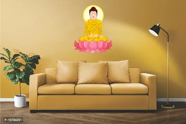 Classic Polymer Mahatma Buddha On The Lotus Flower  Wall Sticker-thumb2