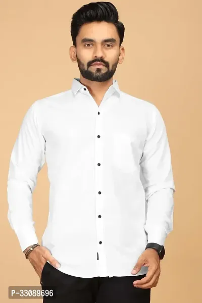 Stylish White Polycotton Casual Shirts For Men-thumb3