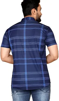 Stylish Navy Blue Polyester Casual Shirts For Men-thumb1