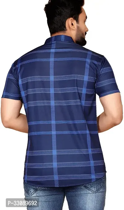 Stylish Navy Blue Polyester Casual Shirts For Men-thumb2