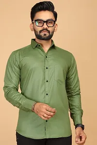 Stylish Green Polycotton Casual Shirts For Men-thumb4