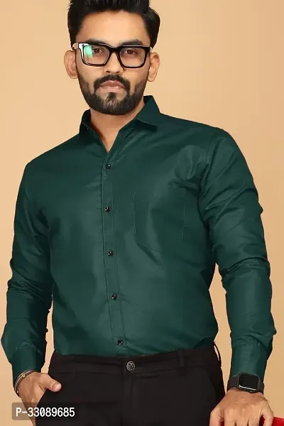 Stylish Green Polycotton Casual Shirts For Men-thumb3