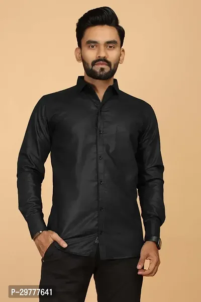 Stylish Black Cotton Casual Shirts For Men-thumb0