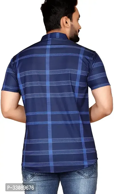 Stylish Navy Blue Polycotton Casual Shirts For Men-thumb2