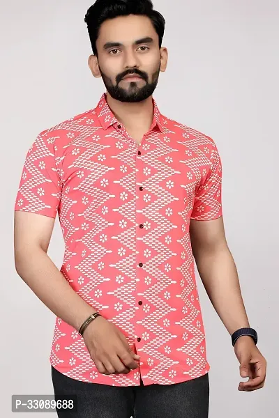 Stylish Pink Polyester Casual Shirts For Men-thumb0