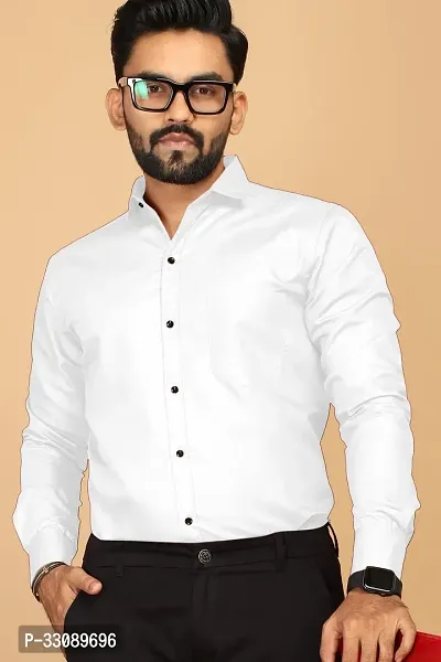 Stylish White Polycotton Casual Shirts For Men-thumb0