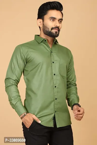 Stylish Green Polycotton Casual Shirts For Men-thumb3