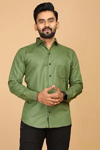 Stylish Green Polycotton Casual Shirts For Men-thumb3