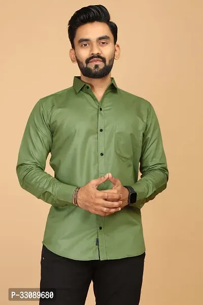 Stylish Green Polycotton Casual Shirts For Men-thumb4