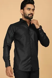 Stylish Black Polycotton Casual Shirts For Men-thumb3