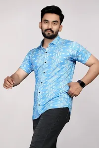 Stylish Blue Polyester Casual Shirts For Men-thumb2