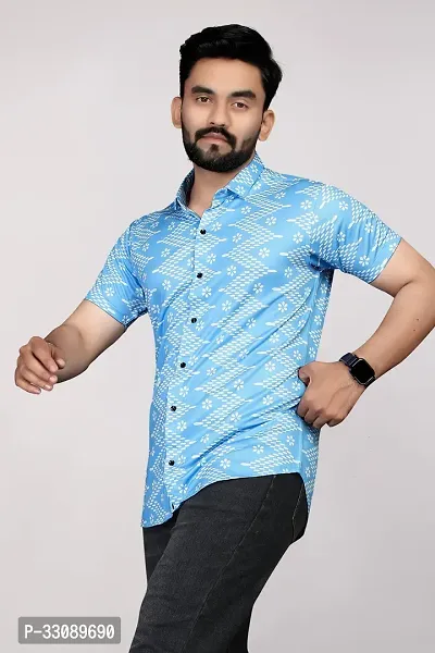 Stylish Blue Polyester Casual Shirts For Men-thumb3