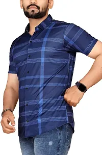 Stylish Navy Blue Polycotton Casual Shirts For Men-thumb2