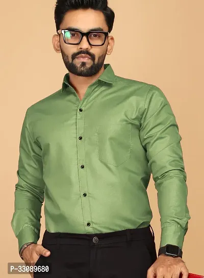 Stylish Green Polycotton Casual Shirts For Men-thumb0