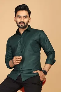 Stylish Green Polycotton Casual Shirts For Men-thumb3