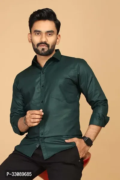 Stylish Green Polycotton Casual Shirts For Men-thumb4