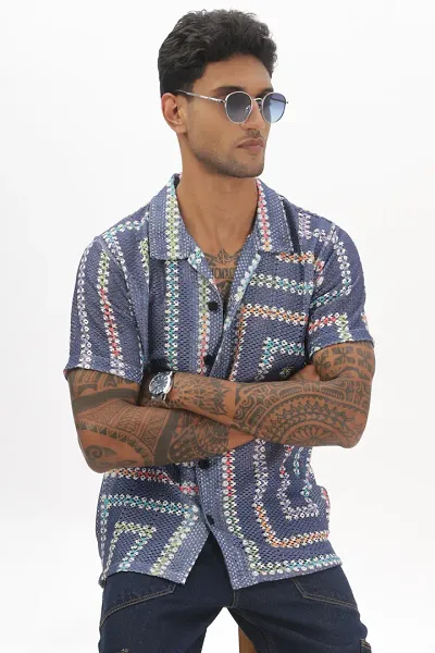 Trendy Crochet Casual Shirt For Men