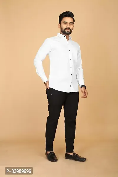 Stylish White Polycotton Casual Shirts For Men-thumb4