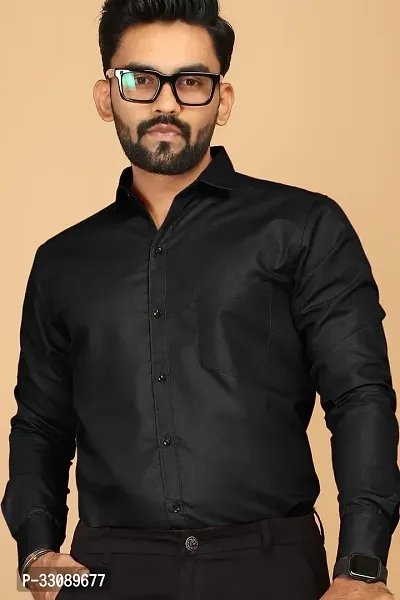 Stylish Black Polycotton Casual Shirts For Men-thumb0