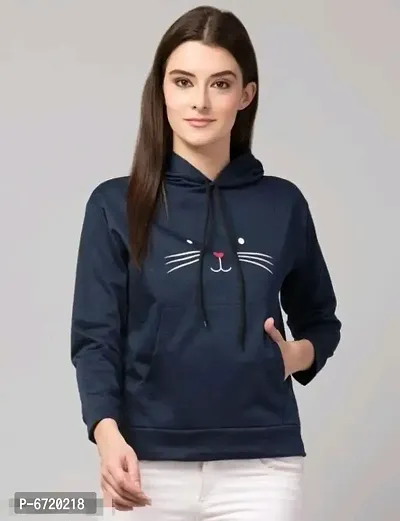 Winter Special Cat Printed Hoody For Women-thumb0