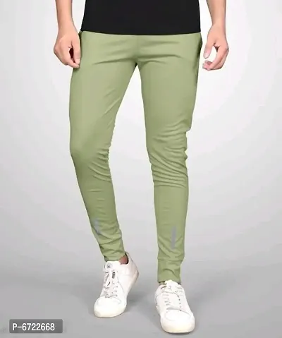 Green Synthetic Regular Track Pants For Men