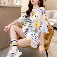Women Printed Round Neck Cotton Blend Multicolor T-Shirt-thumb2