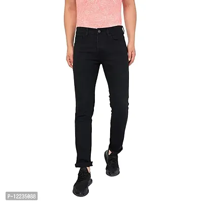 Stylish Denim Black Solid Jeans For Men-thumb0