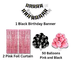 Happy Birthday Pink and Black Combination Balloons Decoration Set (Pack of 53pcs)-thumb1