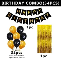 Happy Birthday Black and Gold Balloons Decoration Set (Pack of 34)-thumb1