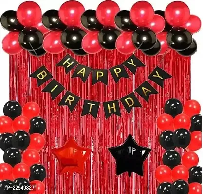 Happy Birthday Red and Black Combination Balloons Decoration Set (Pack of 37pcs)