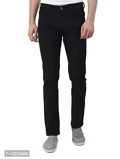 Stylish Denim Black Solid Jeans For Men-thumb0