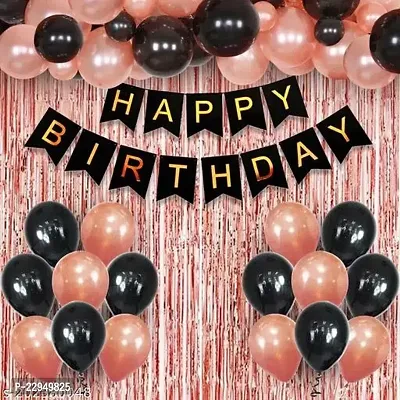 Happy Birthday Rose  and Black Combination Balloons Decoration Set (Pack of 32pcs)-thumb0