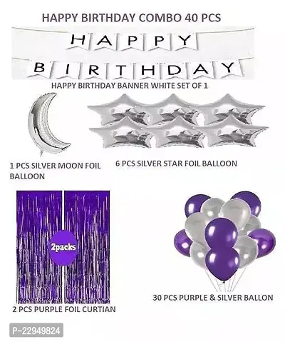 Happy birthday purple combo set 40pcs with Star and Moon Balloons-thumb2
