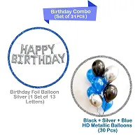 Happy Birthday Black, Blue and Silver Balloons Decoration Set (Pack of 31)-thumb1