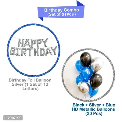 Happy Birthday Black, Blue and Silver Balloons Decoration Set (Pack of 31)-thumb2