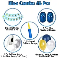 Happy Birthday Blue, Gold and White Combination Balloons Decoration Set (Pack of 46pcs)-thumb1