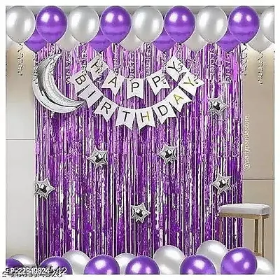 Happy birthday purple combo set 40pcs with Star and Moon Balloons-thumb0