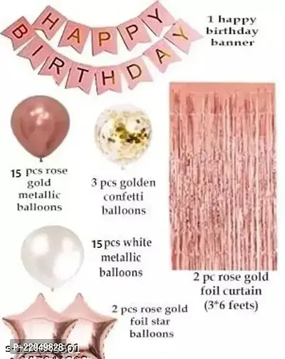happy birthday combo set with Rose Gold and White balloons (pack of 38pcs)-thumb2