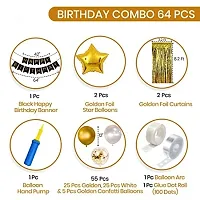 happy birthday combo set with  Gold and White balloons (pack of 64pcs)-thumb1