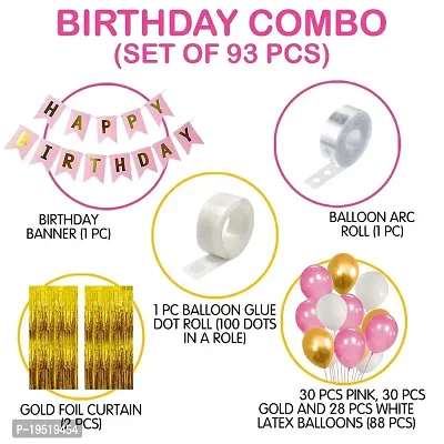 Zyric Happy Birthday Balloons Decoration Kits with Golden and Pink Balloons-thumb2