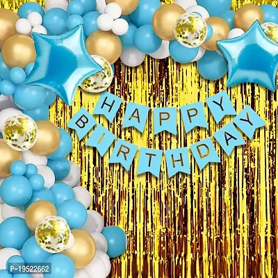 ZYRIC Happy Birthday Balloons Decoration Kits With Blue and White Balloons