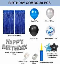 ZYRIC Happy Birthday Decoration Kits With Blue , Black and Silver Balloons-thumb1