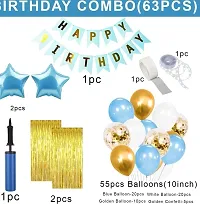 ZYRIC Happy Birthday Decoration Kits With Blue, White and Golden Balloons-thumb1