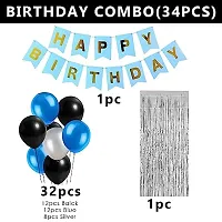 ZYRIC Happy Birthday Decoration Kits With Blue, Black and Silver Balloons-thumb1